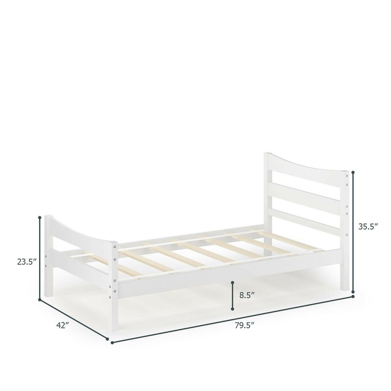 Twin Size Rustic Style Platform Bed Frame with Headboard and Footboard