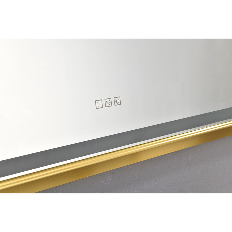 LED Frontlit Bathroom Mirror Wall-Mounted Vanity Mirror with Smart Touch Button for Modern Bathroom Lighting