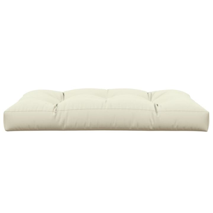 Moni Outdoor Cushion for Bench, Plush Tufted Ivory Oxford Fabric - Benzara