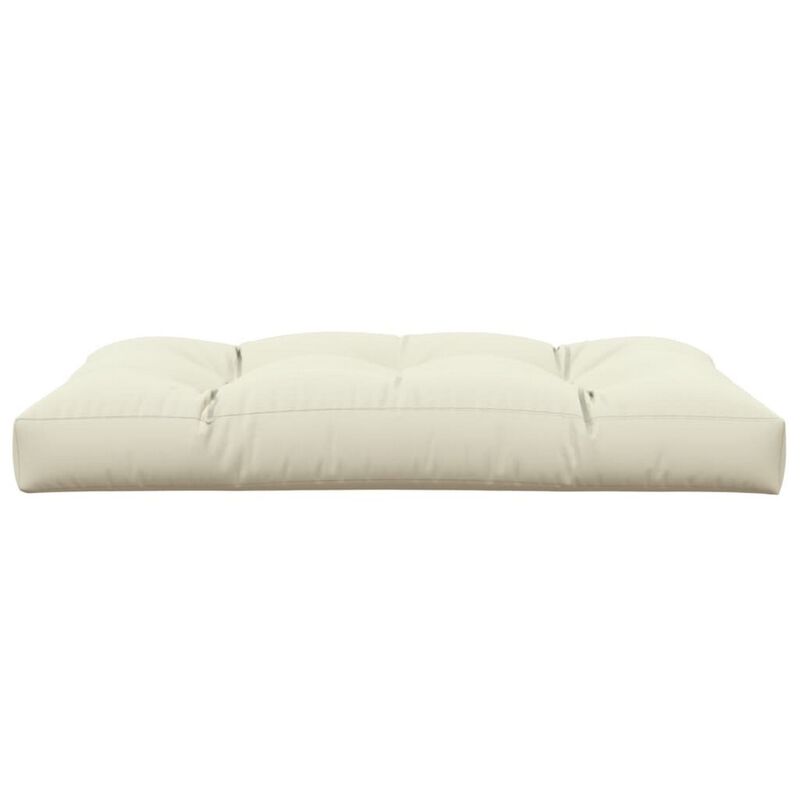 Moni Outdoor Cushion for Bench, Plush Tufted Ivory Oxford Fabric - Benzara