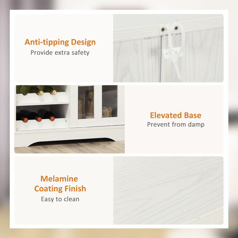 White Kitchen Organizer: Cabinet with Wine Racks & Sliding Door