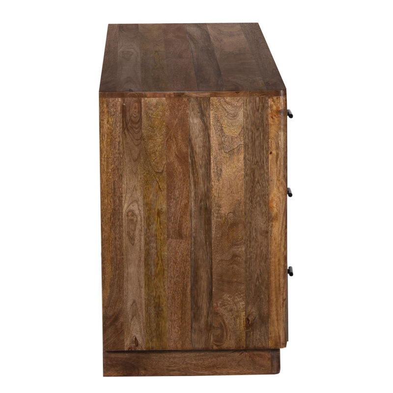 Tao Dresser with 6 Drawers, 60 Inch Wide, Handcrafted Walnut Brown Mango Wood