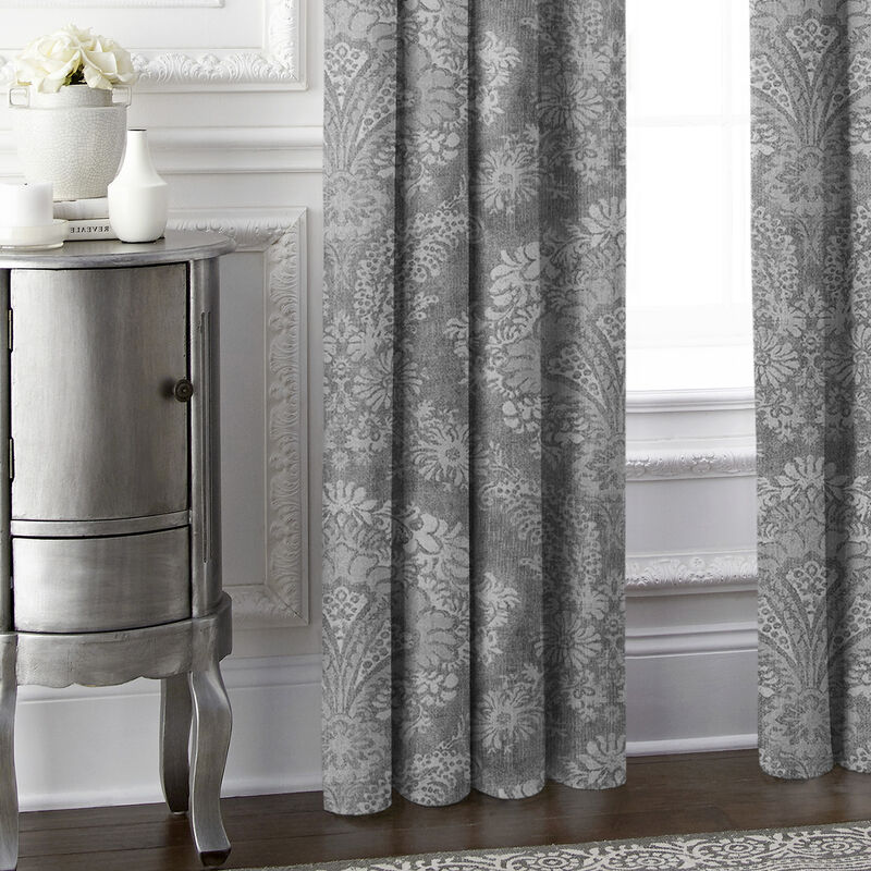 6ix Tailors Fine Linens Ophelia Gray Pole Top Drapery Panel Pair