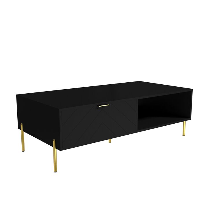 47in Rectangle Wood Mid-Century Modern Coffee Table with 2 Drawers