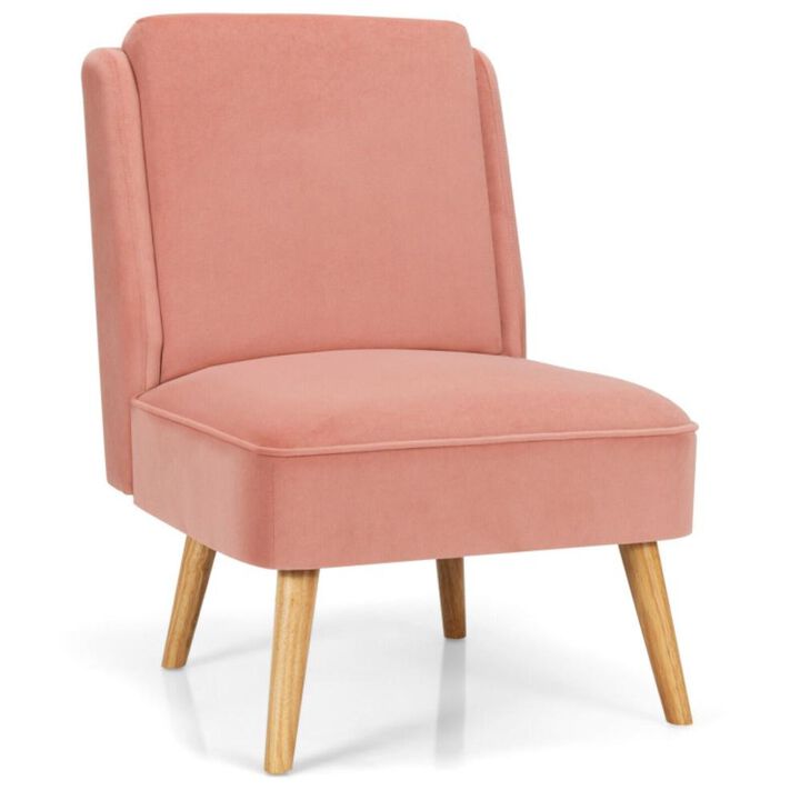 Hivvago Velvet Accent Armless Side Chair with Rubber Wood Legs for Bedroom