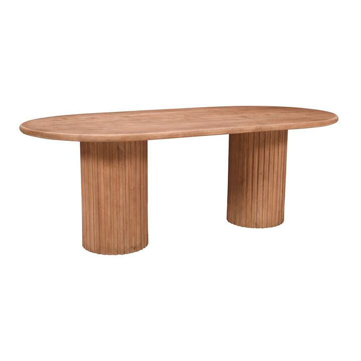 Jofran Breck Solid Wood 84 Mid-Century Modern Fluted Double Pedestal Dining Table