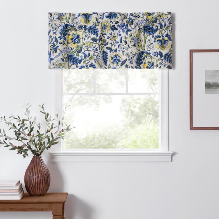 Ellis Curtain Regency Straight 3" Rod Pocket Valances for Windows 50" x 15" Blue