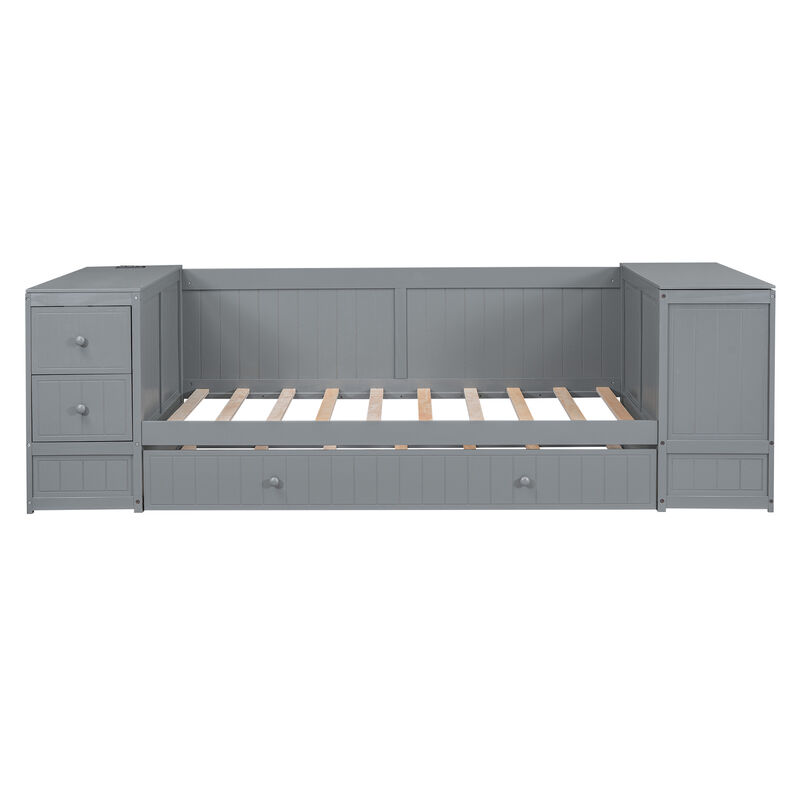 Merax Daybed Bed with Trundle and Charging Station