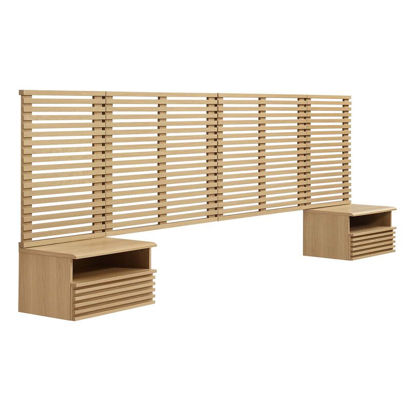 Modway - Render Wall Mount King Headboard and Modern Nightstands