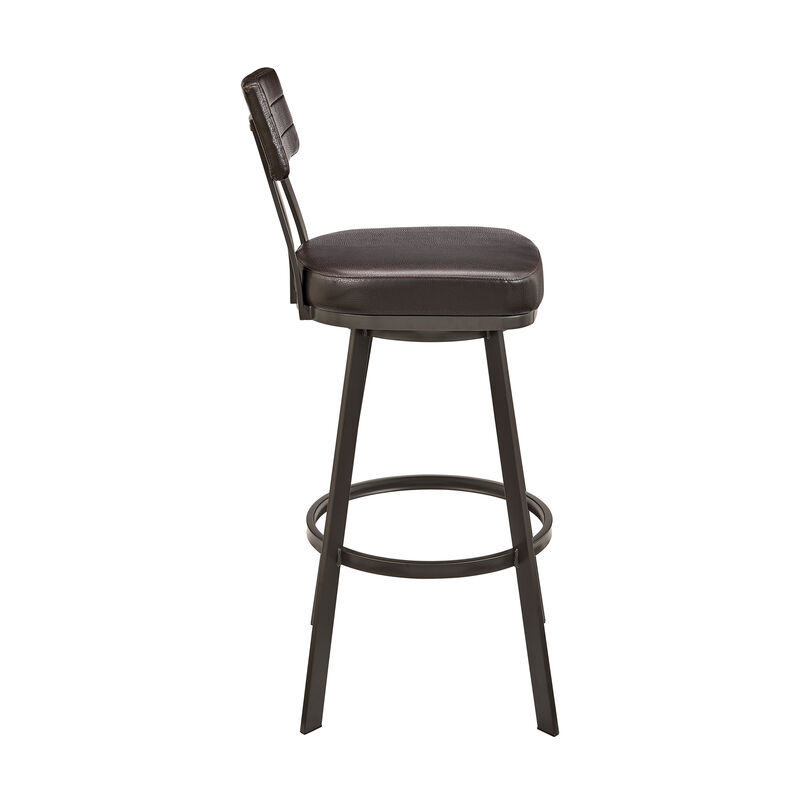 Jinab Swivel Stool in Black Metal with Black Faux Leather