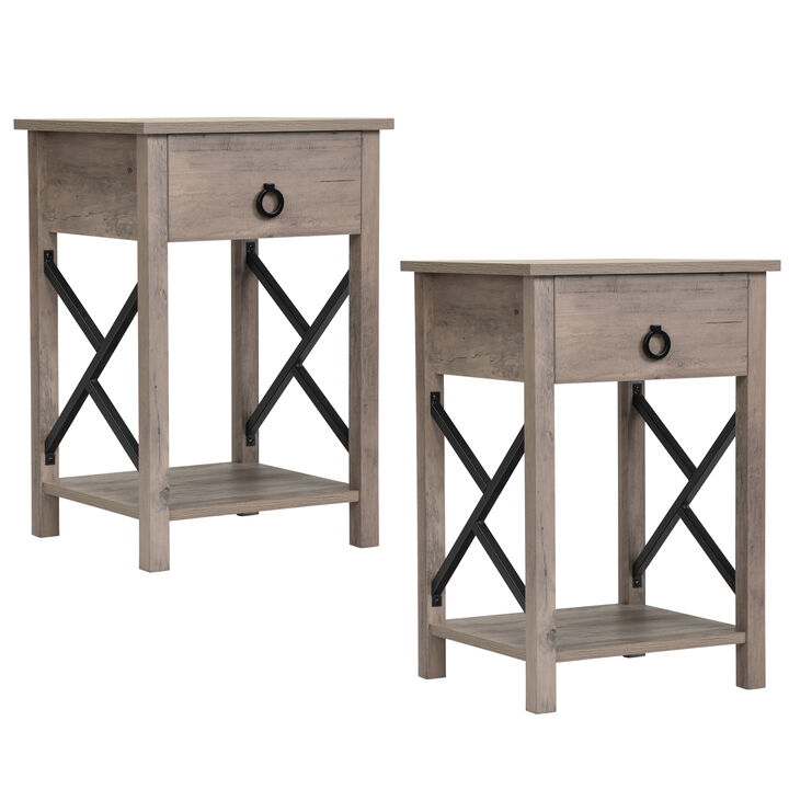 End Table with Storage Drawer and Open Shelf