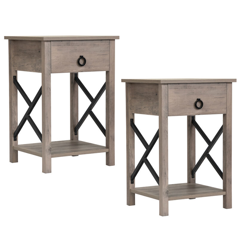 End Table with Storage Drawer and Open Shelf
