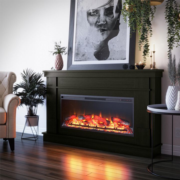 Elmcroft Wide Mantel with Linear Electric Fireplace