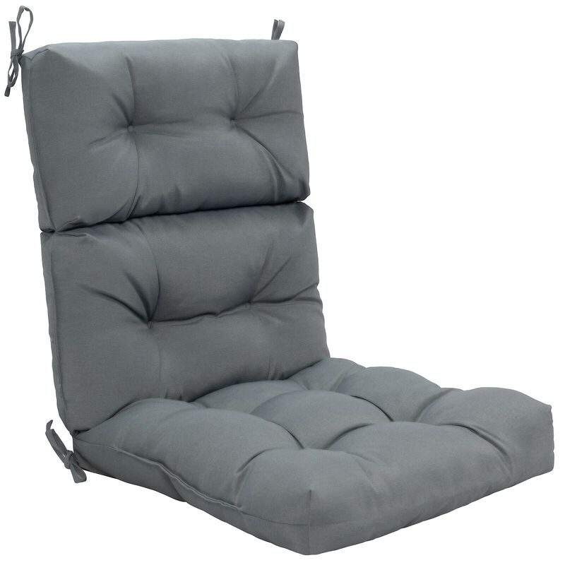 Tufted Patio High Back Chair Cushion with Non-Slip String Ties