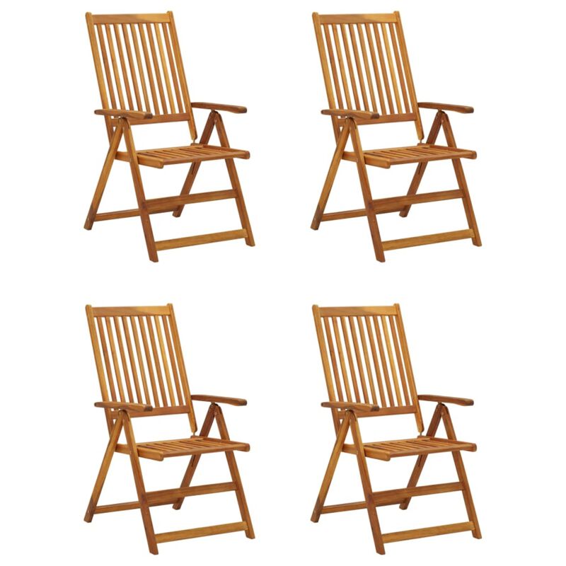 vidaXL Patio Reclining Chairs 4 pcs with Cushions Solid Acacia Wood