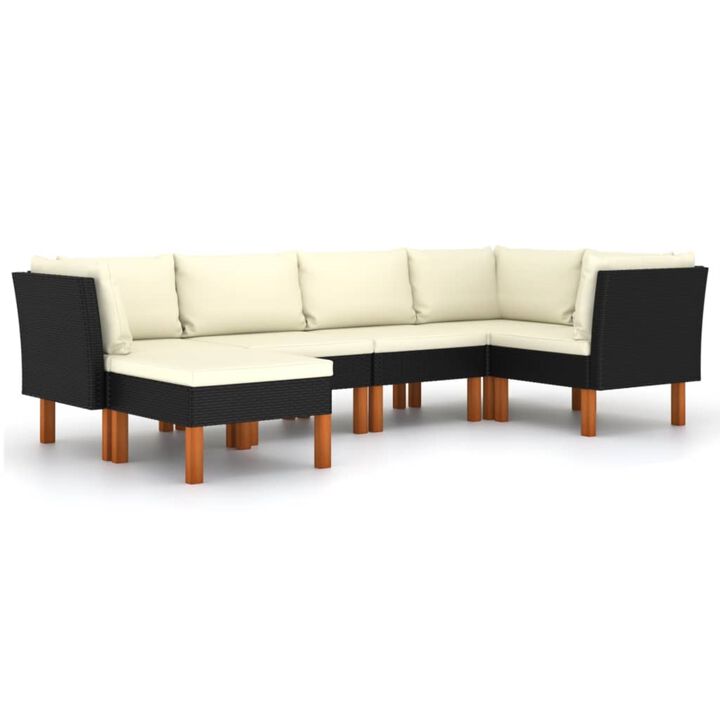vidaXL 6 Piece Garden Lounge Set with Cushions Poly Rattan Black