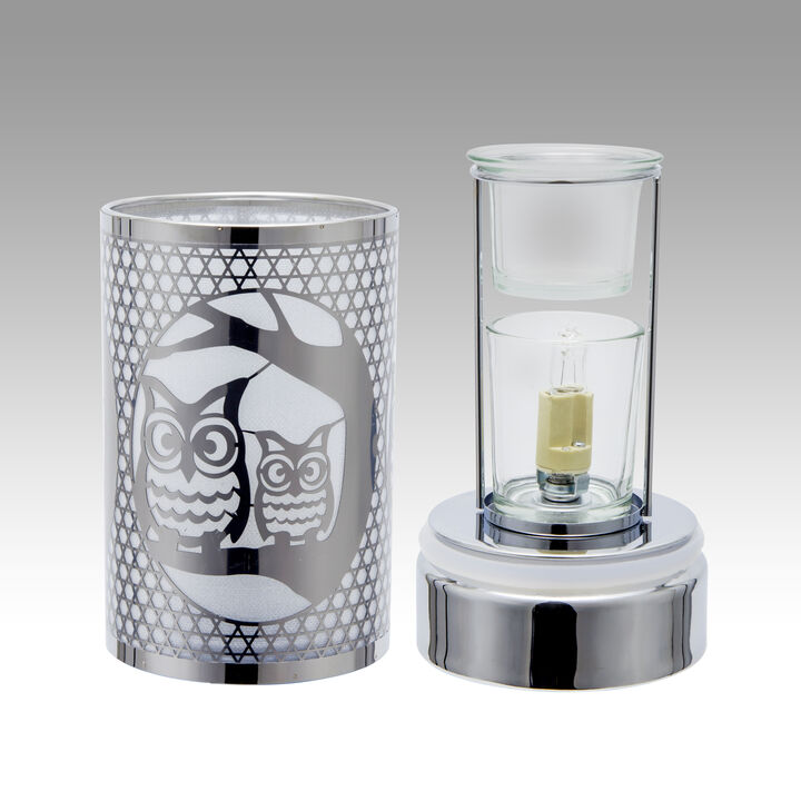 7" Touch lamp/Oil burner/Wax warmer - Silver Loving Owls