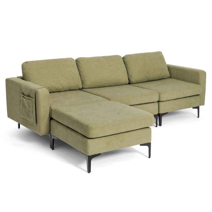 Modular L-Shaped Sectional Sofa with Reversible Chaise and 2 USB Ports for Living Room Comfort