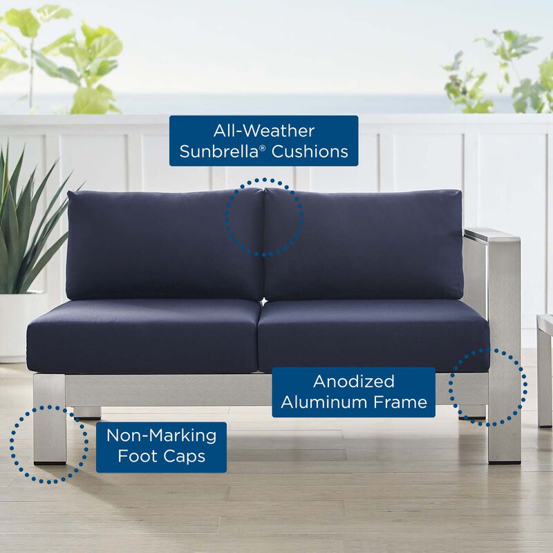 Modway - Shore Sunbrella® Fabric Aluminum Outdoor Patio Right-Arm Loveseat