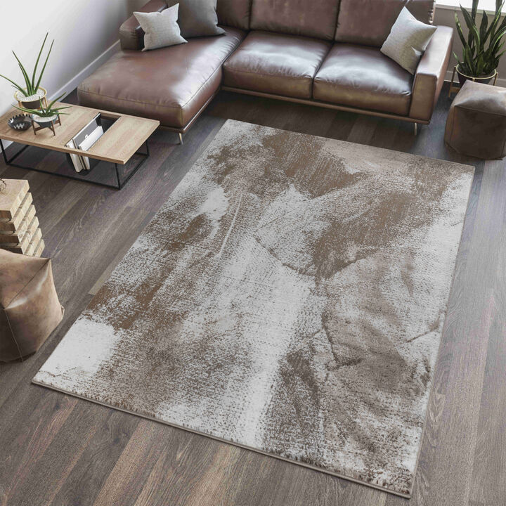 Sakarya Abstract Modern Brown Beige Indoor Area Rug
