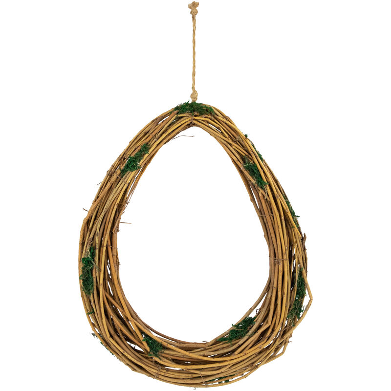 Natural Grapevine and Twig Oval Spring Wreath with Moss - 15.25"