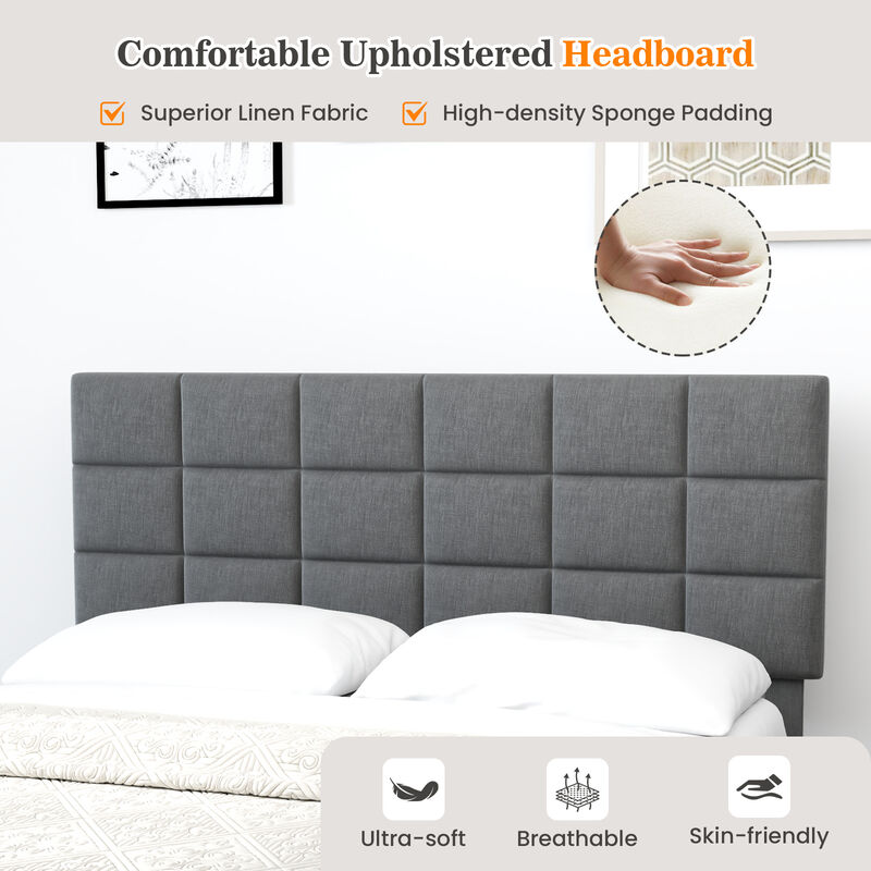 Modern Linen Bed Frame with Adjustable Headboard for Customizable Comfort and Stylish Bedroom Design