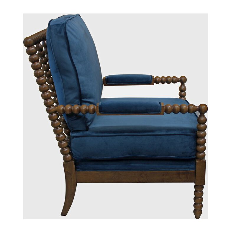 Traditional Wyndham Occasional Chair in Royal Blue Velvet