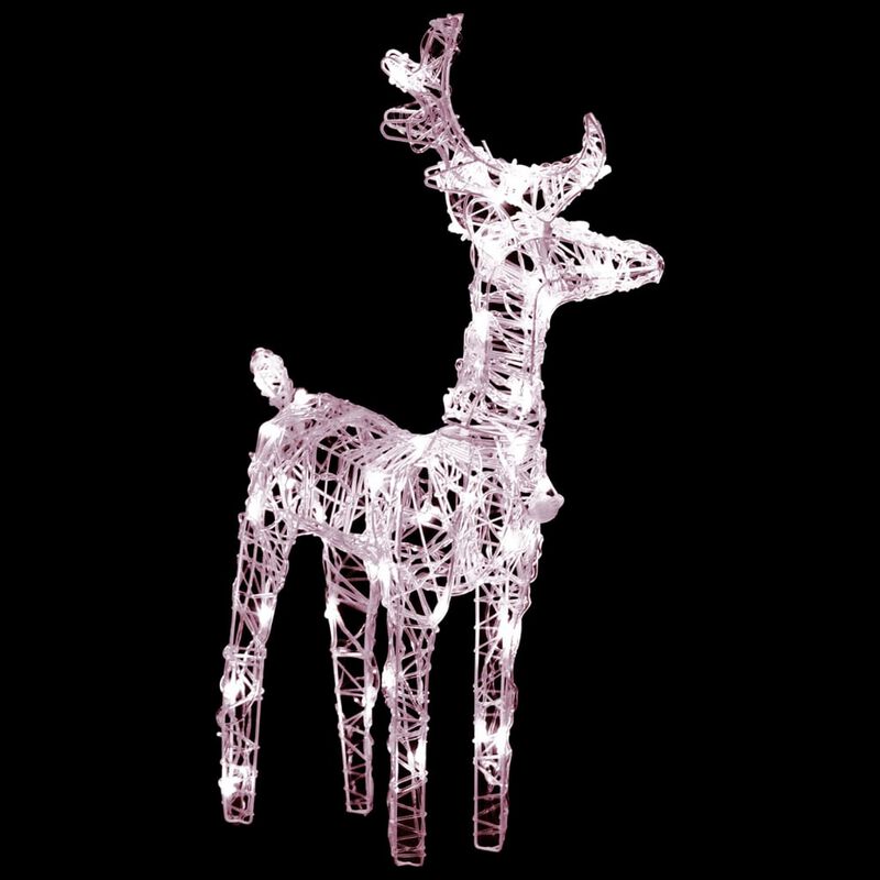 Set of 2 Christmas Reindeer, Acrylic and 40 Warm White LED Lights - Benzara
