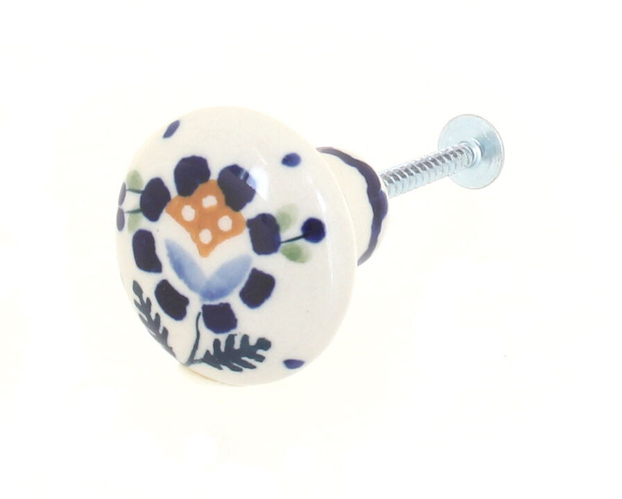 Blue Rose Polish Pottery Garden Bouquet Drawer Pull