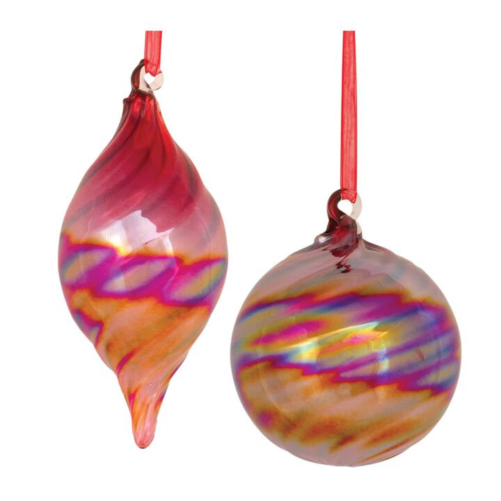 Set of 12 Iridescent Glass Ornaments – Elegant Christmas Tree Decorations with Shimmering, Reflective Finish