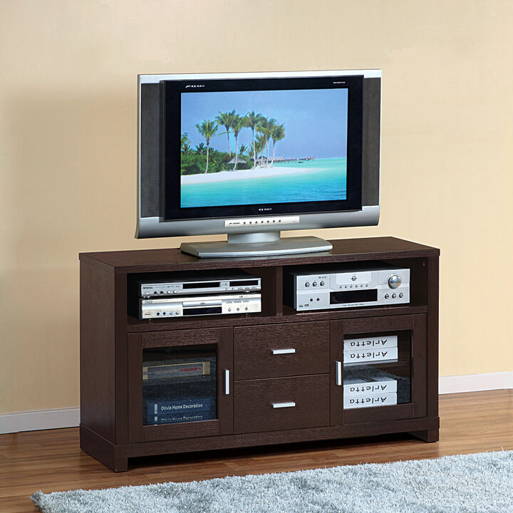 Red Cocoa TV Stand with 2 Drawers, 2 Shelves and 2 Cabinets