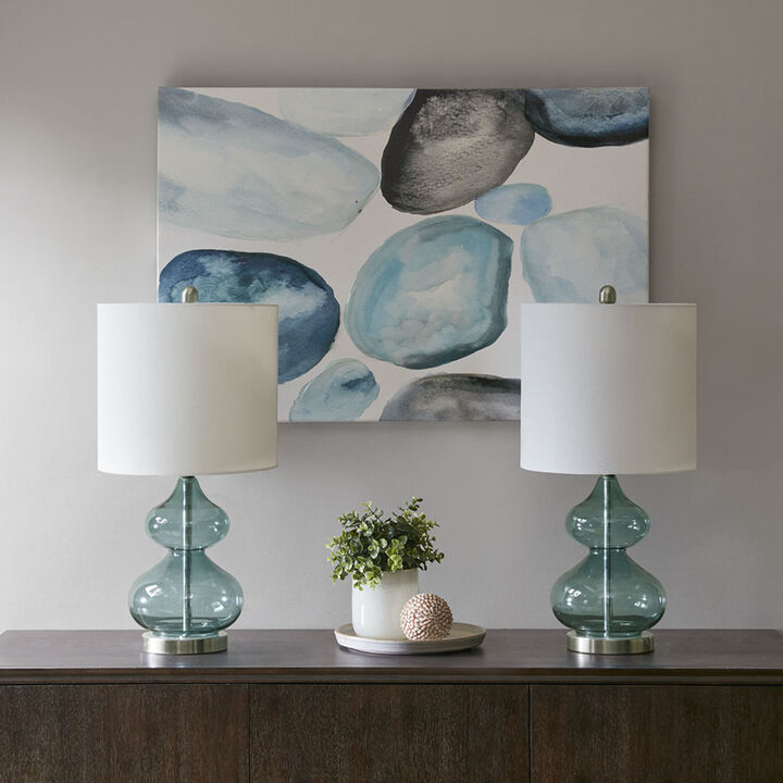 Ellipse Curved Glass Table Lamp, Set Of 2