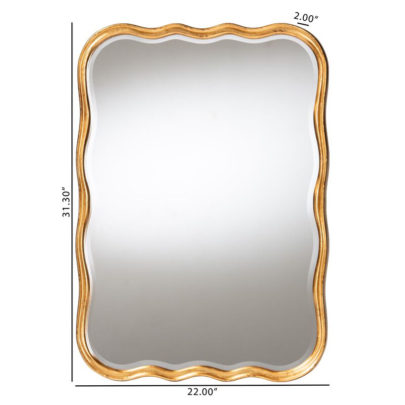 Baxton Studio Fredrika Antique Goldleaf Scalloped Wood Accent Wall Mirror