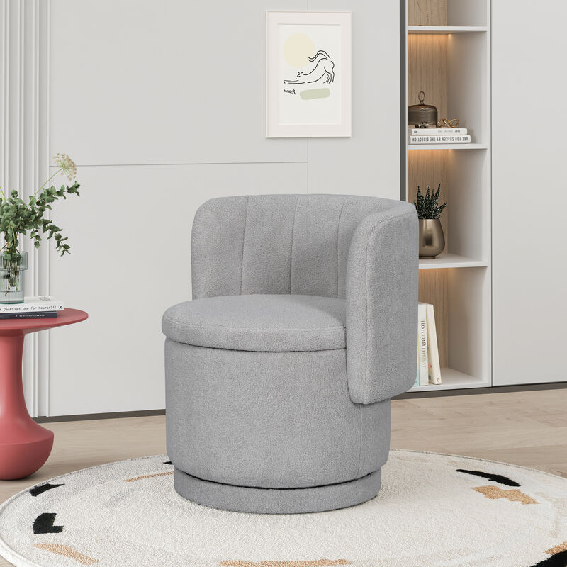 Merax Swivel Boucle Sofa Chair with Storage for Bedroom and Living Room