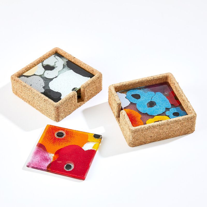 Fused Floral Coaster Set