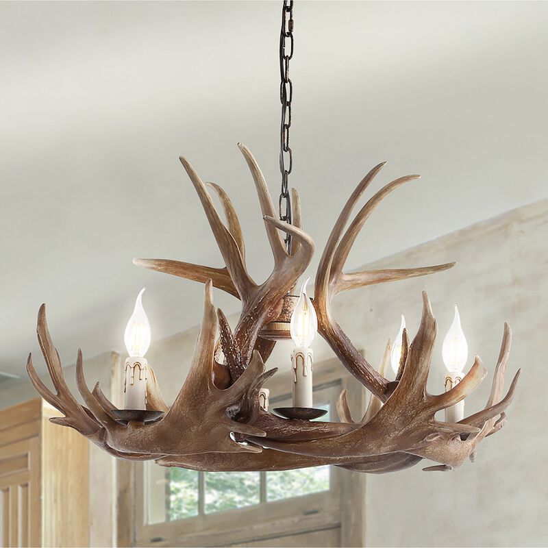Nelle Adjustable Resin Antler Chandelier