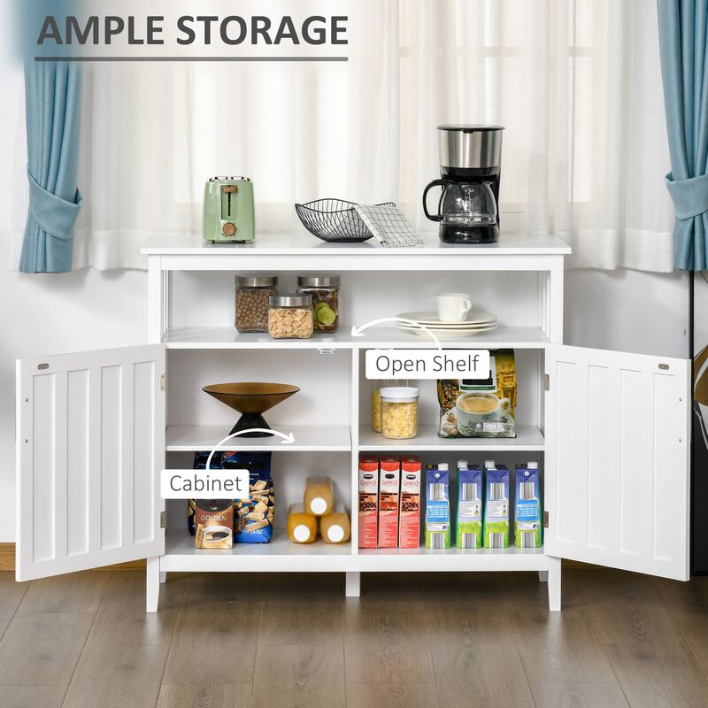 White Kitchen Storage: Modern Sideboard with Ribbed Doors