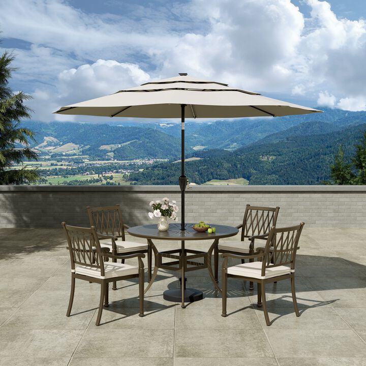 Mondawe 5 Pieces Cast Aluminum Outdoor Patio Dining Set included Armchairs with Cushion