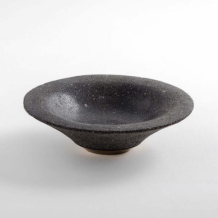 CHIMBORAZO Decorative Volcanic Stone Bowl with Aged Bronze Detail by ANDEAN, In Stock