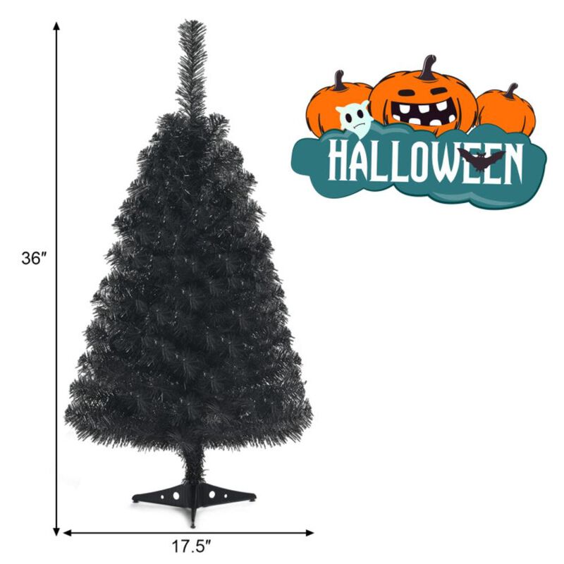 Hivvago 36 Inch Unlit Artificial Christmas Mini Tree with Plastic Stand