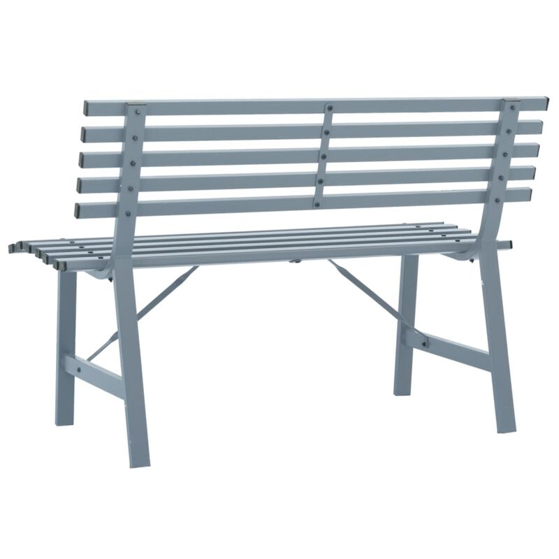 vidaXL Stylish 43.3" Patio Bench in Gray, Durable Powder-Coated Steel, Weather-Resistant Outdoor Furniture, Easy to Assemble, California Proposition 65 Compliant