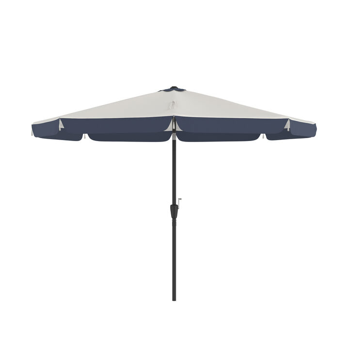 FUFU&GAGA 10ft Patio Market Umbrella with Tassels and Valance, Crank & Tilt, Outdoor Sun Shade (118" W x 118" D x 94.5" H)