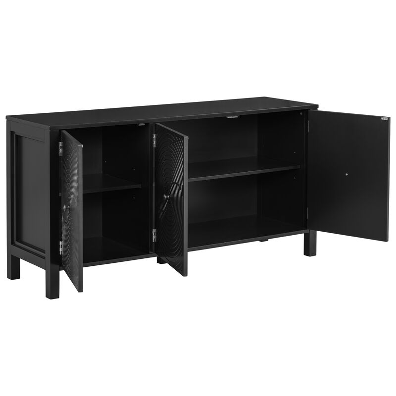 Merax Sideboard Cabinet with Curved Swirl Patterned Doors