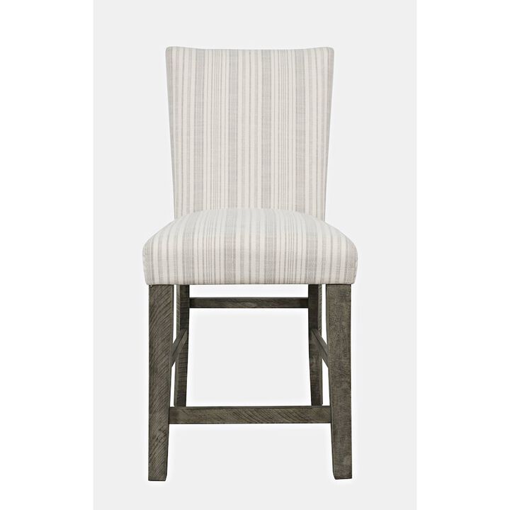 Jofran Rustic Solid Wood Parsons Striped Upholstery Counter Stool (Set of 2)