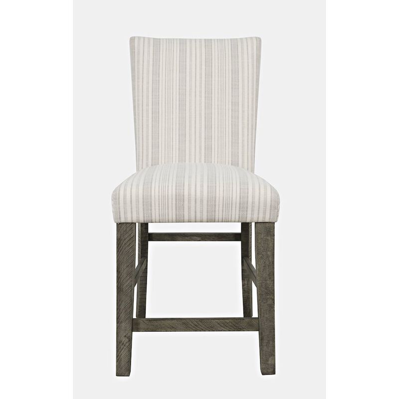 Jofran Rustic Solid Wood Parsons Striped Upholstery Counter Stool (Set of 2)
