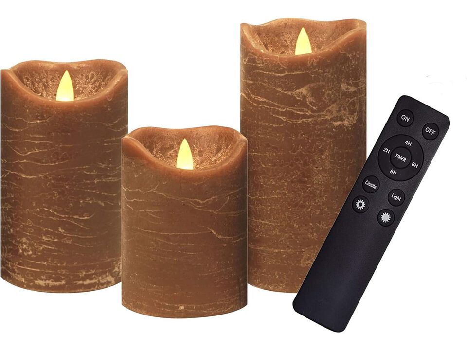 iZAN 3 Pack Real Wax Flameless Candles Battery Operated LED