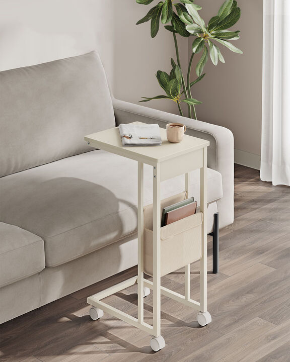 C-Shaped Side Table with Fabric Storage Bag