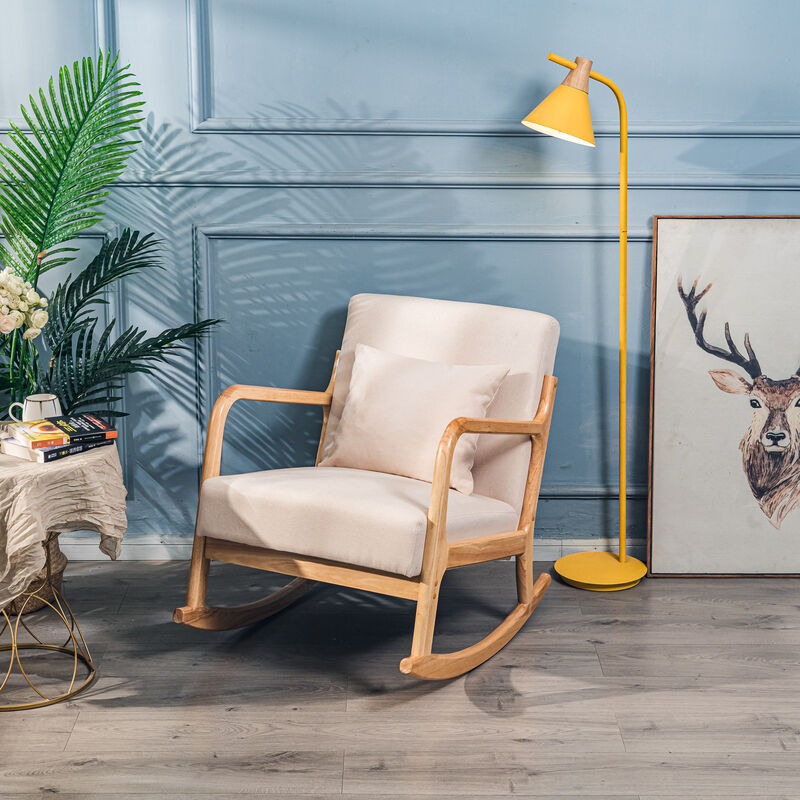 DIANA Solid Wood and  Fabric Rocking Chair