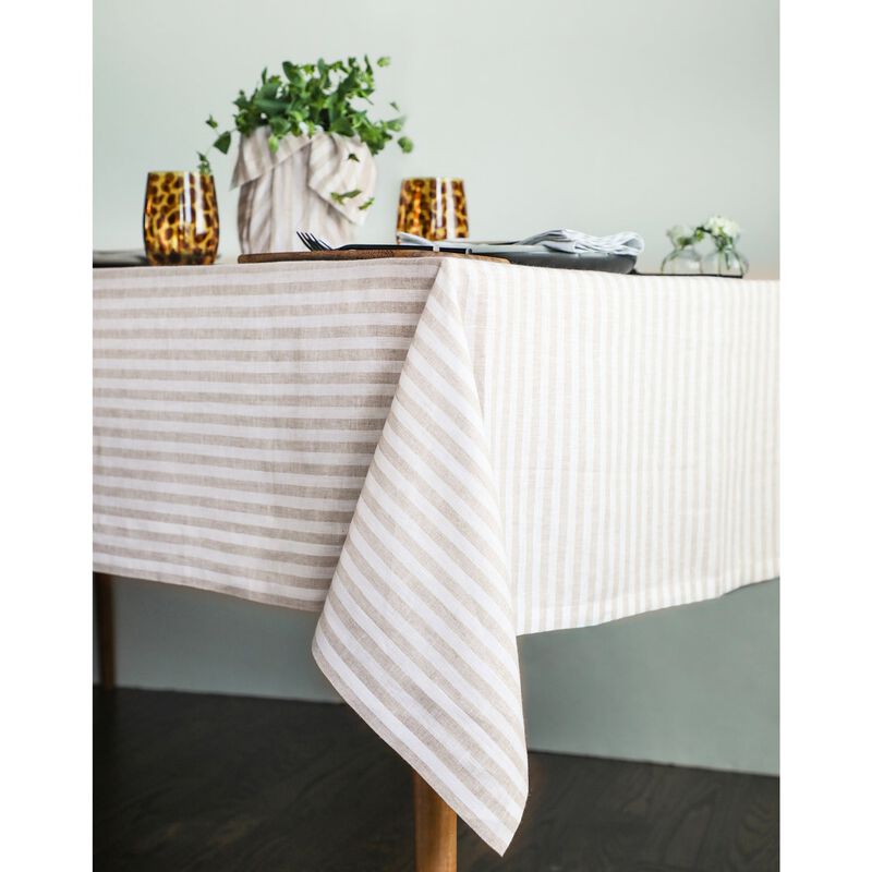 Solino Home 100% Pure Linen Tablecloth | Amalfi Stripe