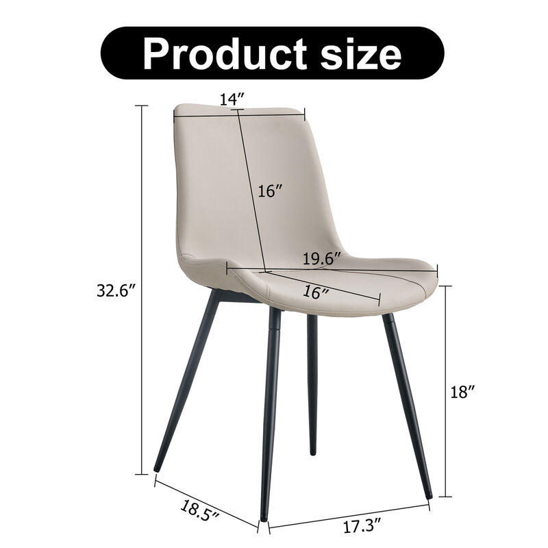 Chic and Comfortable Light Gray Dining Chair with Black Metal Legs